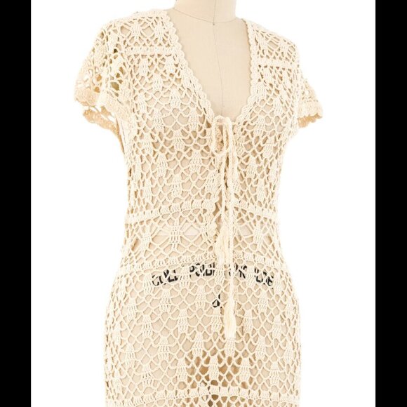 Arcade Shops LA Dresses & Skirts - Vintage cream Crochet MAXI Dress ARCADE VINTAGE $148